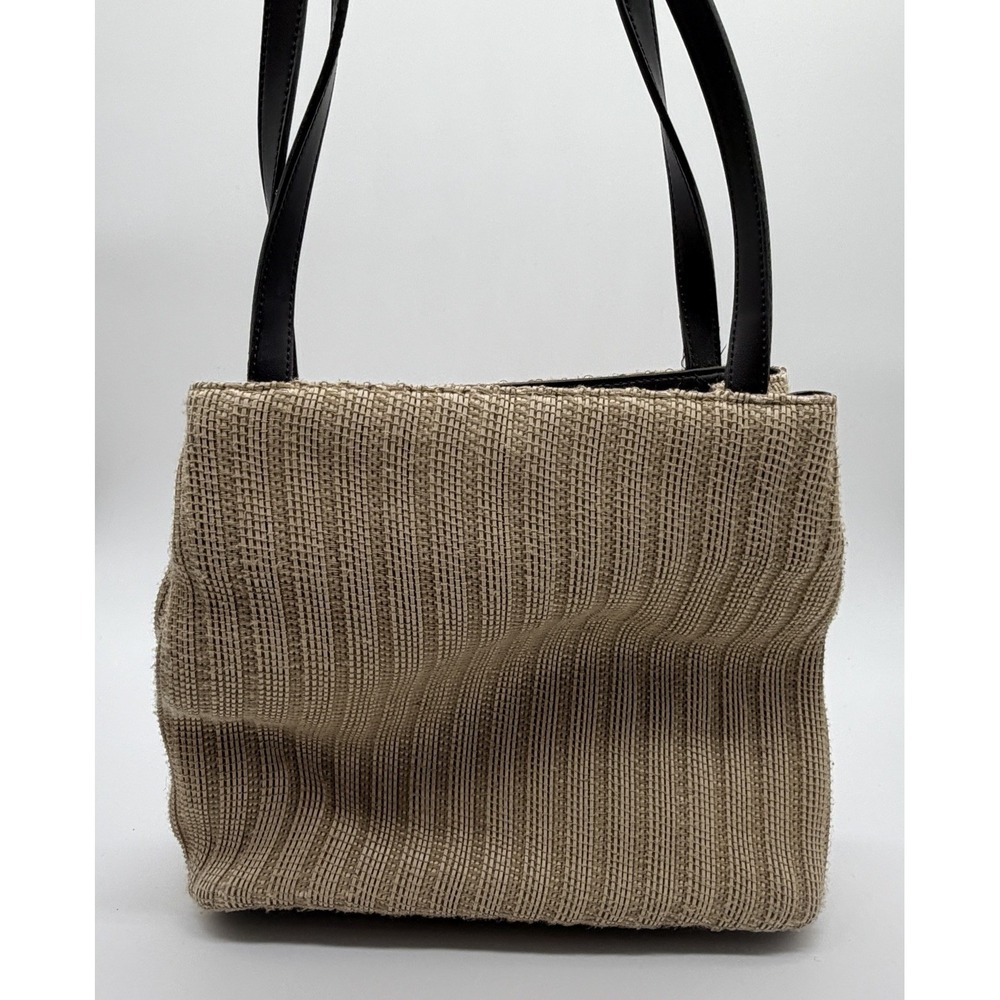 Nine West Purse Handbag Beige Long Handles Natural Ribbed Pocket